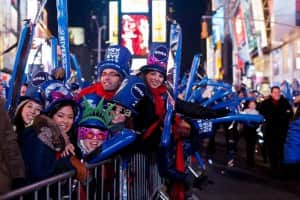 People celebrating new years in times square